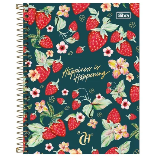 Caderno Colegial Tilibra 10 matérias Capricho Happiness is Happening