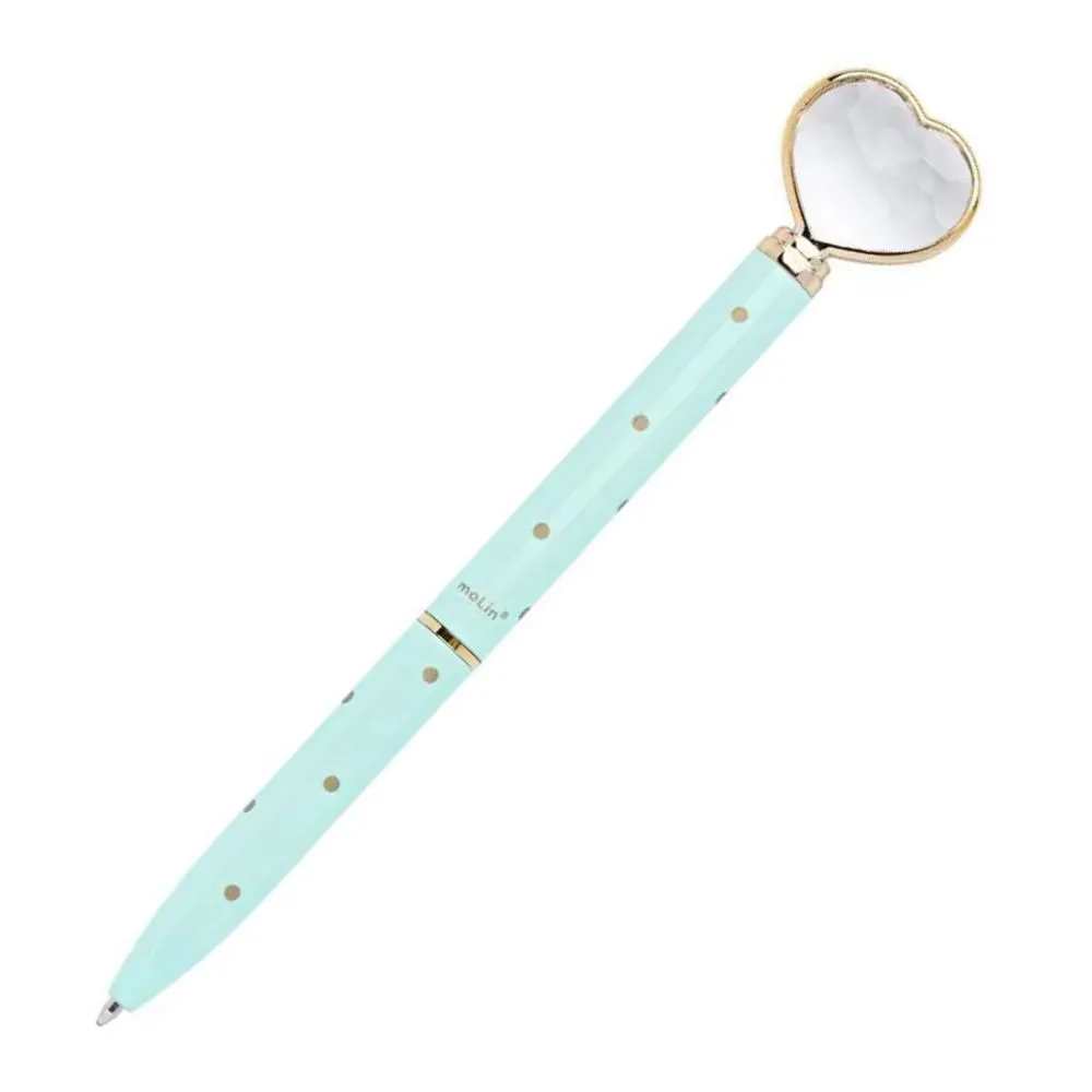 Caneta Molin Coração de Diamante Poá Verde Água