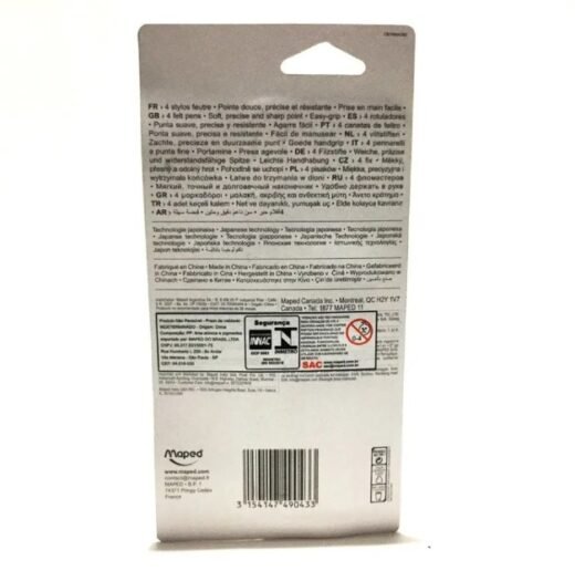 KIT CANETA MAPED GRAPH PEPS 4 CORES PONTA EXTRA FINA 0.4mm - Image 2