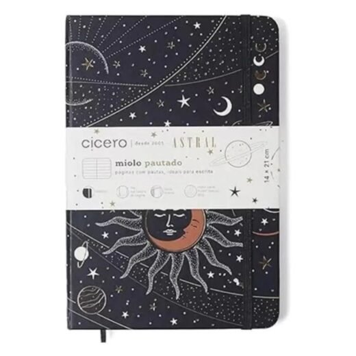 Caderneta Cicero Astral Pautado 14x21 Eclipse Preto